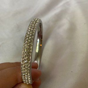 EVERYTHING MUST GO SALE: Bangle with Clasp Bracelet, Rhinestones,Silver Bracelet